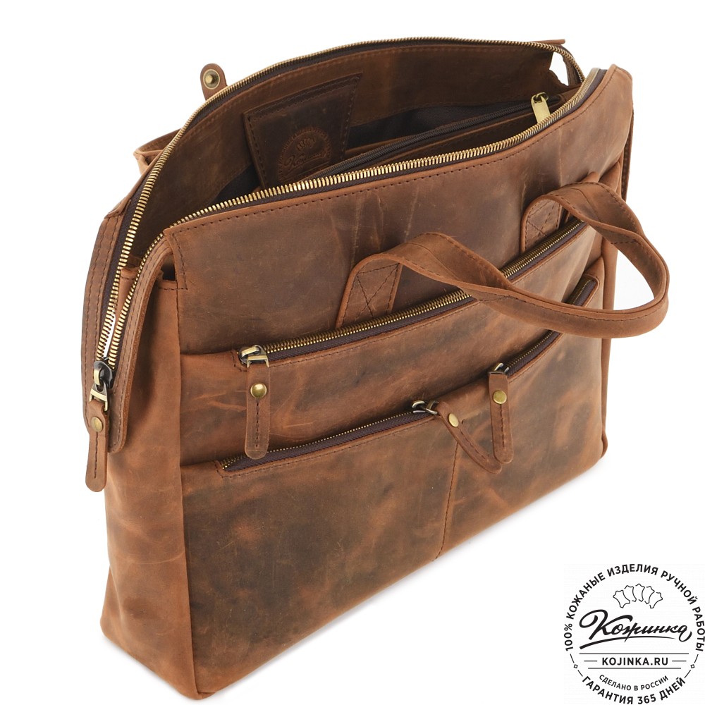  Кожаная деловая сумка "Марк" (коричневый крейзи) 